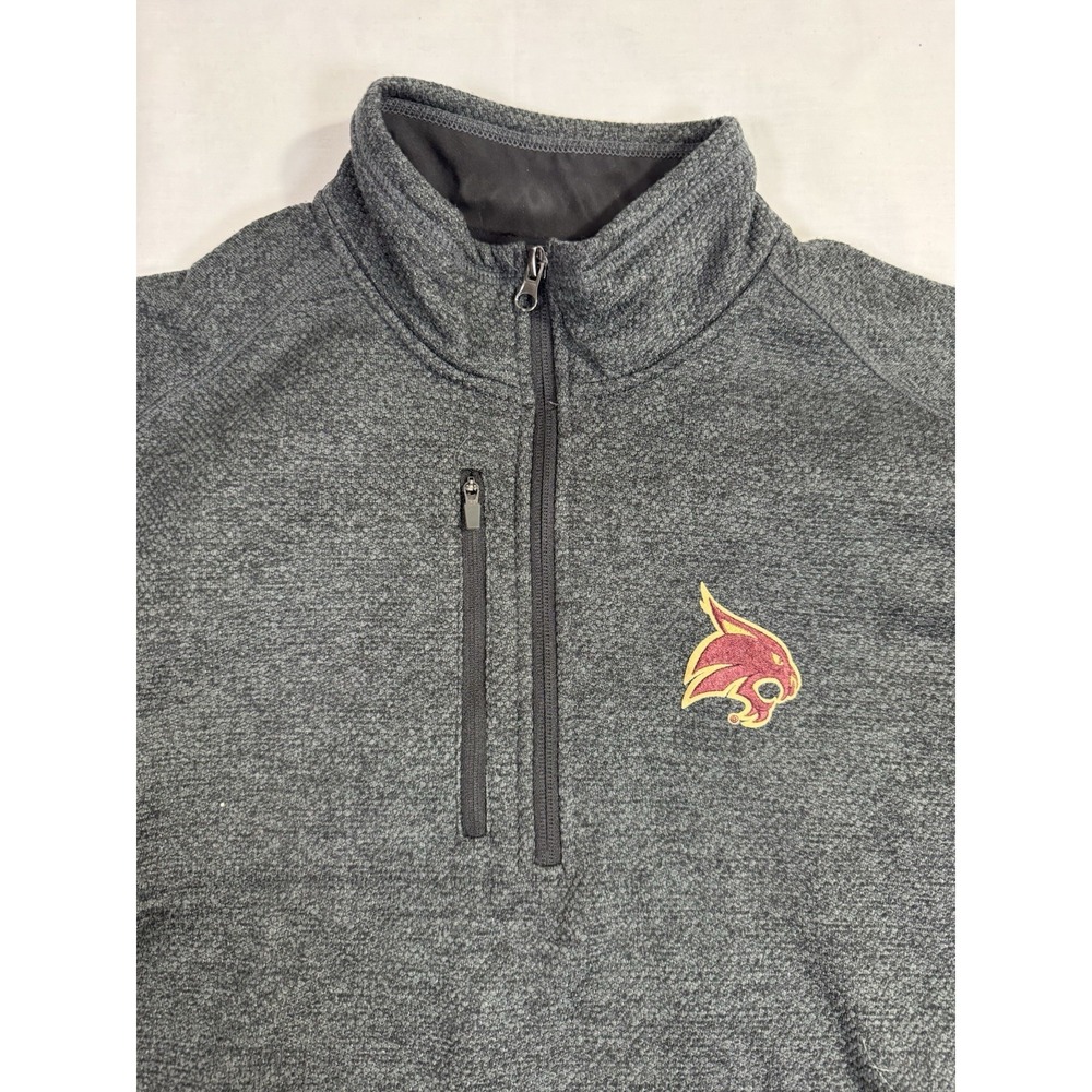 Texas State Bobcats Antigua Mens Gray Quarter Zip Pullover Sweater Size Large